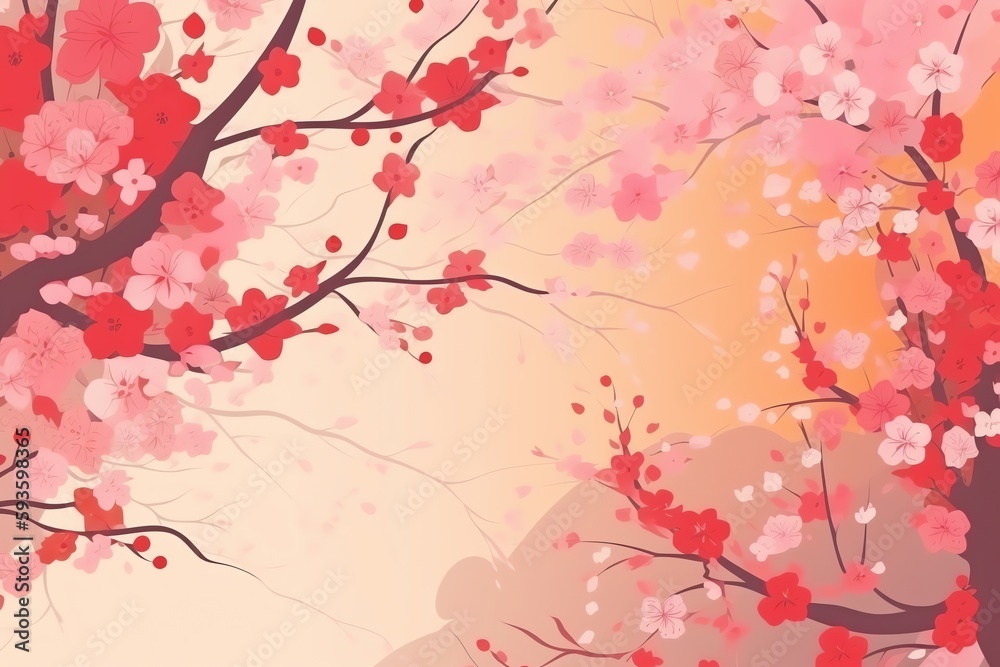 Cherry blossom abstract background in Japan. Generative AI