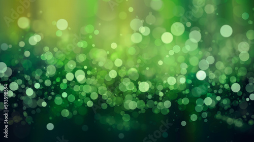 Green bokeh abstract background with circular bokeh effect, Generative AI