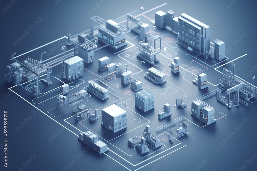 Industry 4.0 factory concept. Generative AI Industry 4.0 factory concept. Generative AI