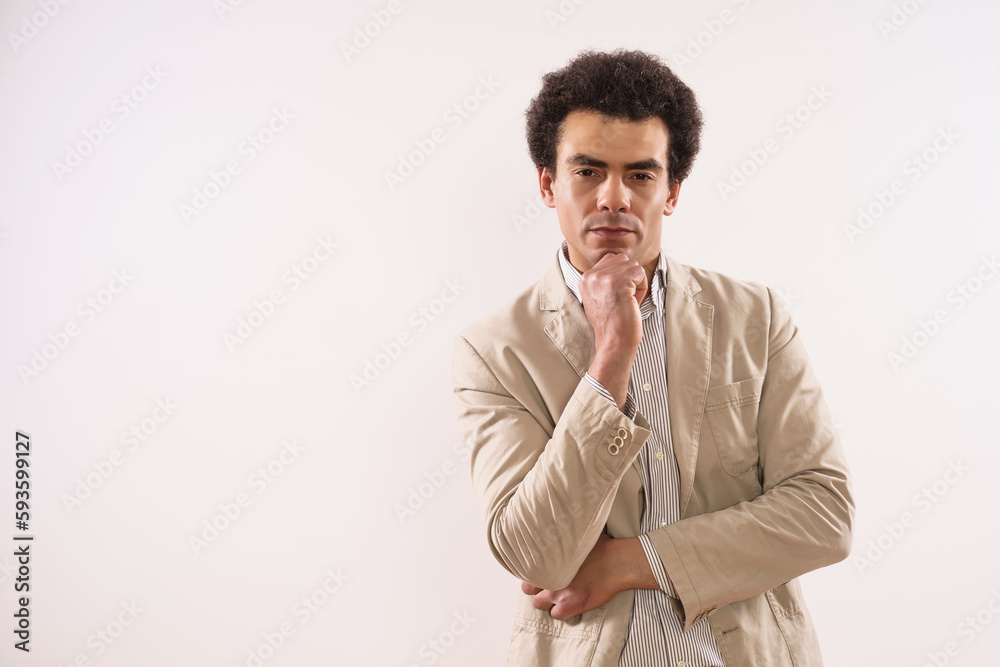 Image of pensive businessman thinking. Image of pensive businessman thinking.