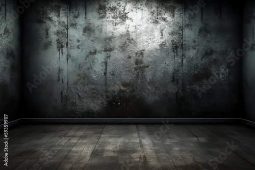 Grunge metallic room background. Generative AI