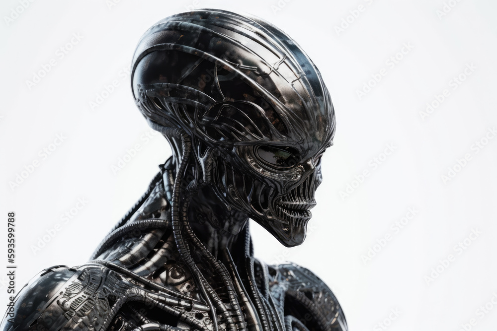 black and white portrait of a alien created with Generative AI technology black and white portrait of a alien created with Generative AI technology