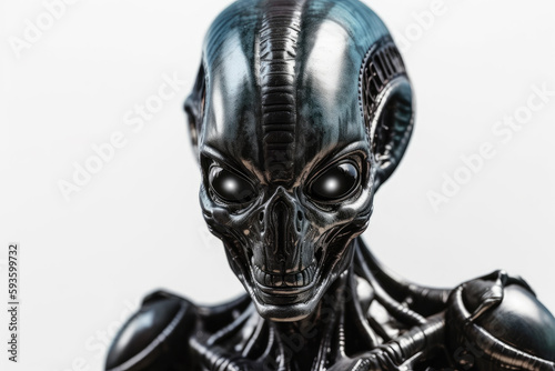 black and white portrait of a alien created with Generative AI technology