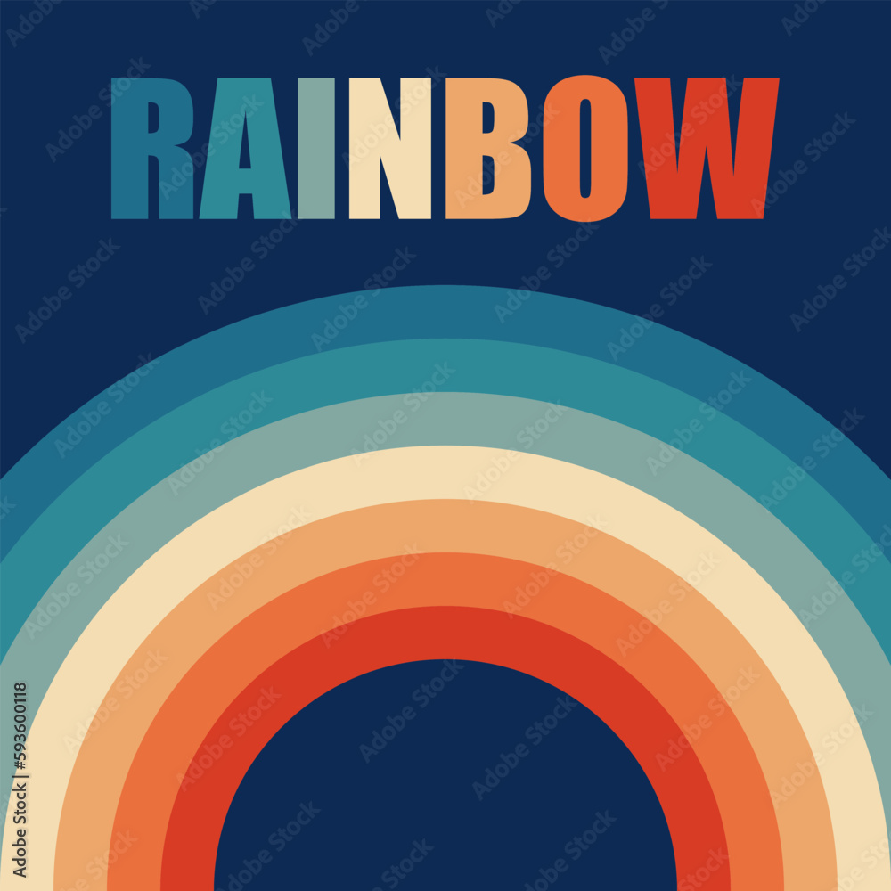Abstract background of rainbow groovy Wavy Line design in 1970s Hippie ...