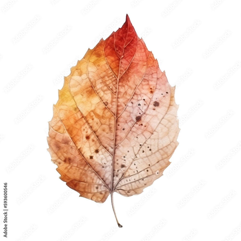Watercolor Autumn leaf. generative ai