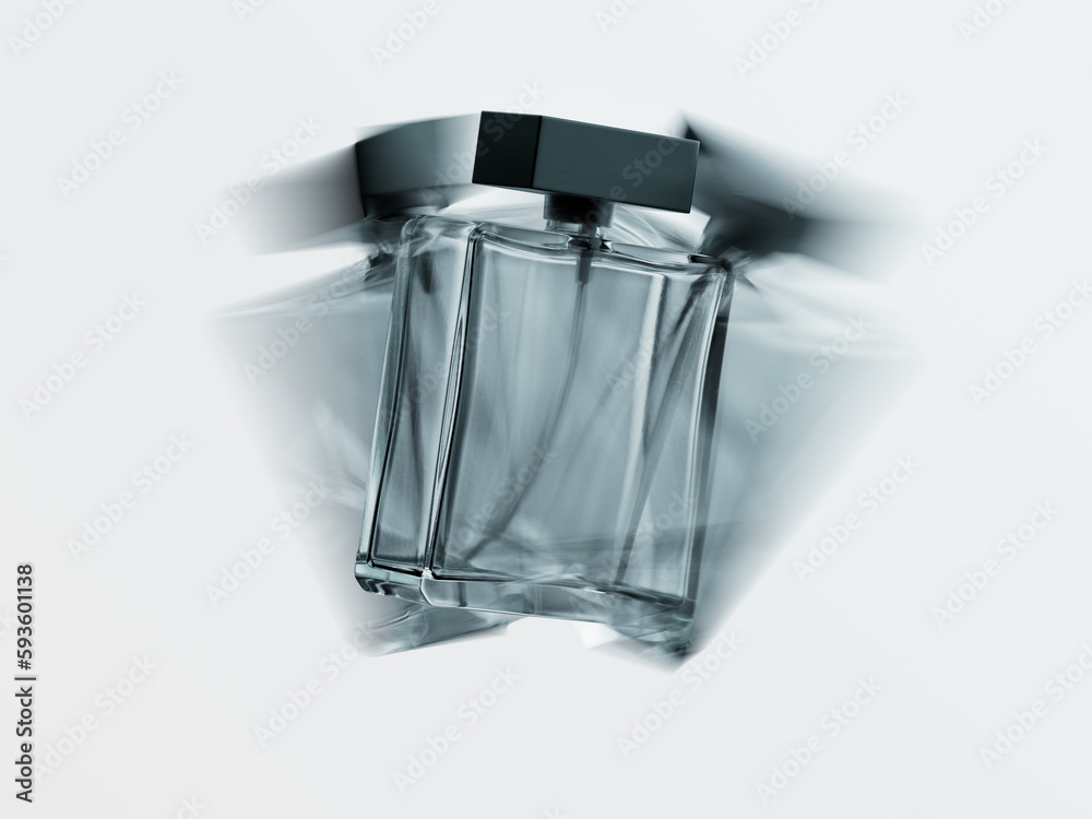 A fast spinning perfume bottle with motion blur. The concept of modern toilet water. A fast spinning perfume bottle with motion blur. The concept of modern toilet water.