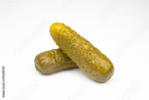 Marinated cucumbers in isolation on a white background.