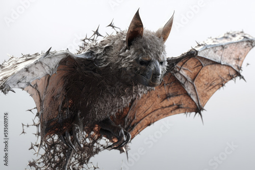 close up of a bat on clean background created with Generative AI technology