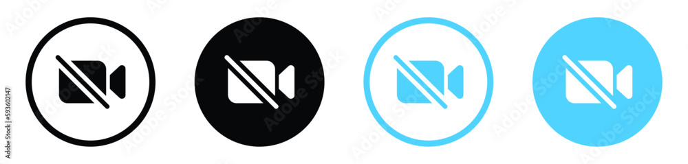 no video camera icons set. prohibition camera video off icon button for streaming - recording not allowed , no video call symbol. cinema movie sign facetime icons no video camera icons set. prohibition camera video off icon button for streaming - recording not allowed , no video call symbol. cinema movie sign facetime icons