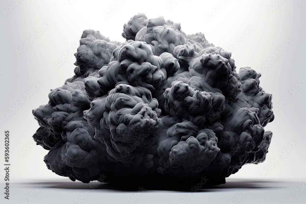 Naklejka premium black smoke isolated on white created with Generative AI technology