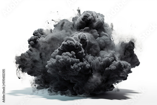 black smoke isolated on white created with Generative AI technology