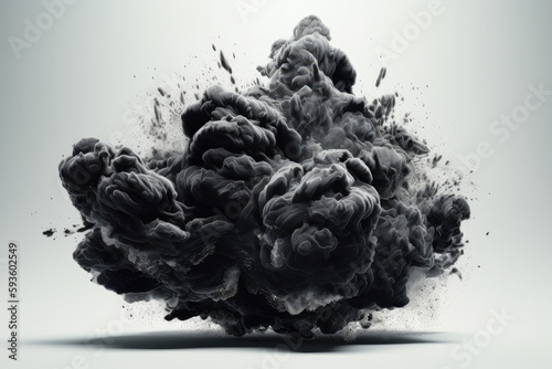 black smoke isolated on white created with Generative AI technology