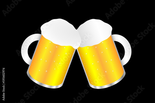乾杯。ビールジョッキに入ったビール。