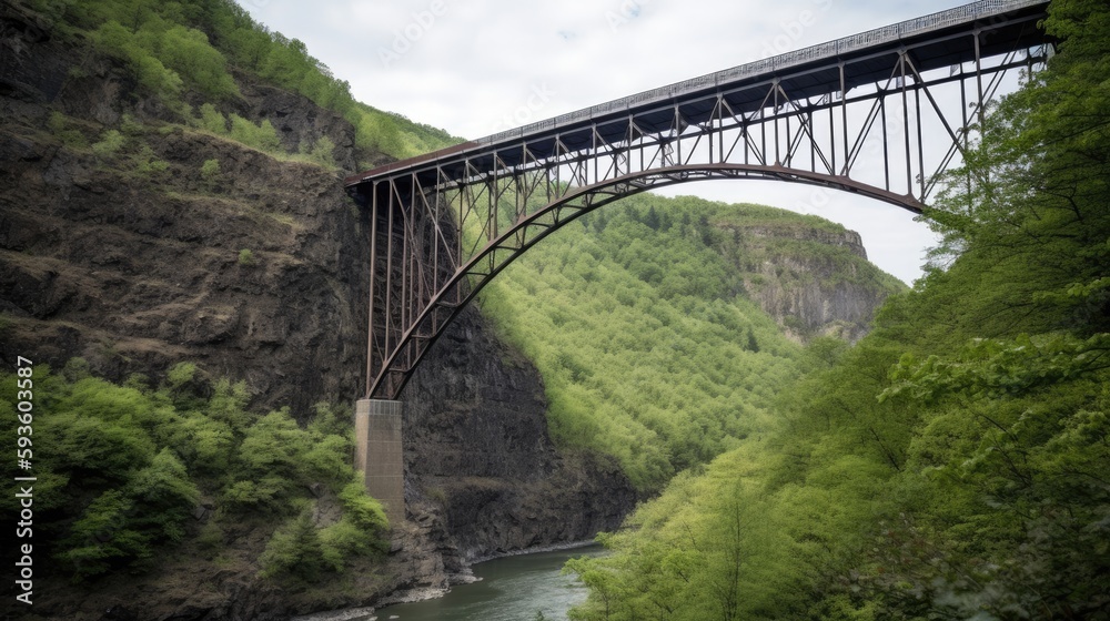 A bridge spanning a gorge. Generative AI A bridge spanning a gorge. Generative AI