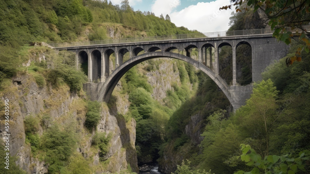 A bridge spanning a gorge. Generative AI