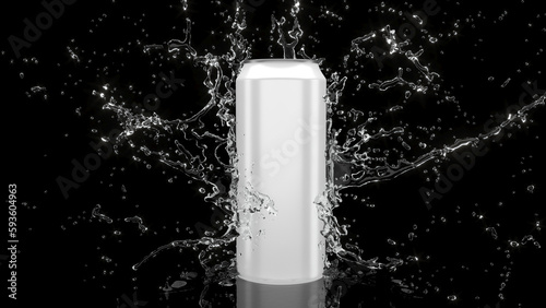 water splashing bottle on black background