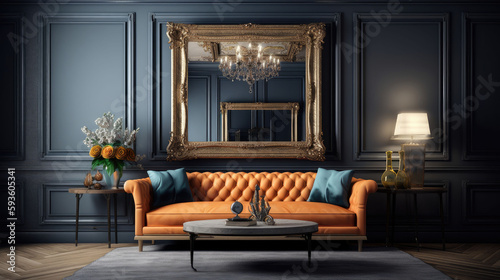 modern classic design for living room, elegant, interior luxury design.