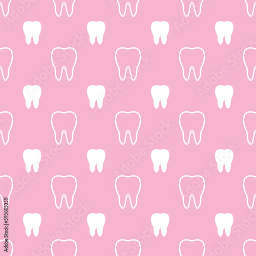 white teeth in pink background. teeth seamless pattern. used for textile and sticker.