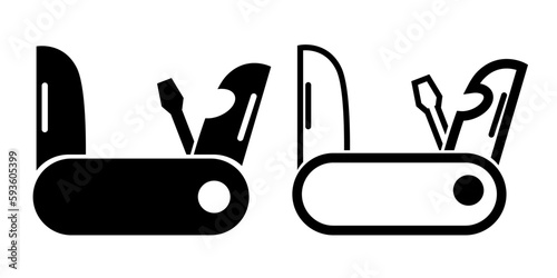 mutifunction tool, simple set vector icon, silhouette and outline photo