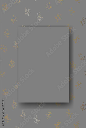Vector. Chamomile flower background, copy space for text. Vertical template for cards, wedding invitations, party invitations, flyers, covers, brochures, social networks. Hand-drawn sketch. Gold.