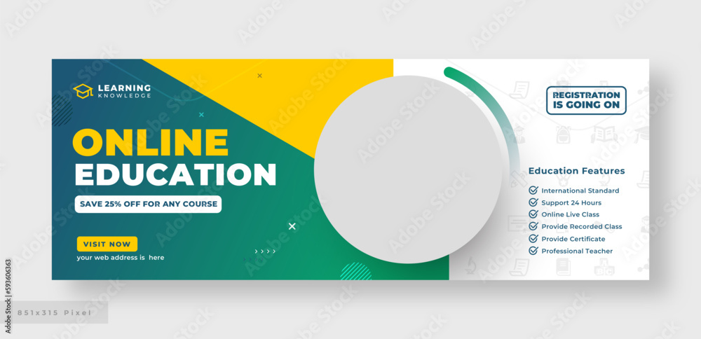 Online education social media facebook cover or web banner