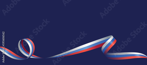 National Russian flag ribbon on blue background. Patriotic Symbolic background. Vector illustration
