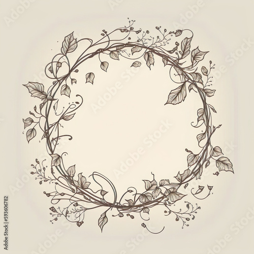 Circular Foliage Frame - Generative AI