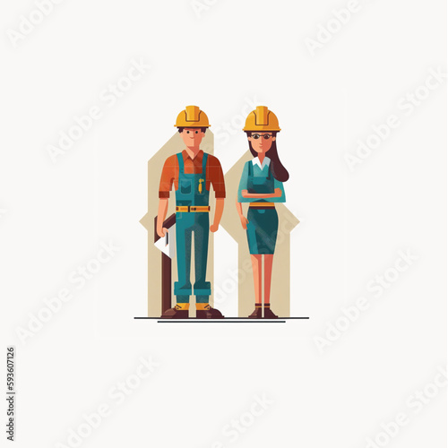 Vector of man and woman worker