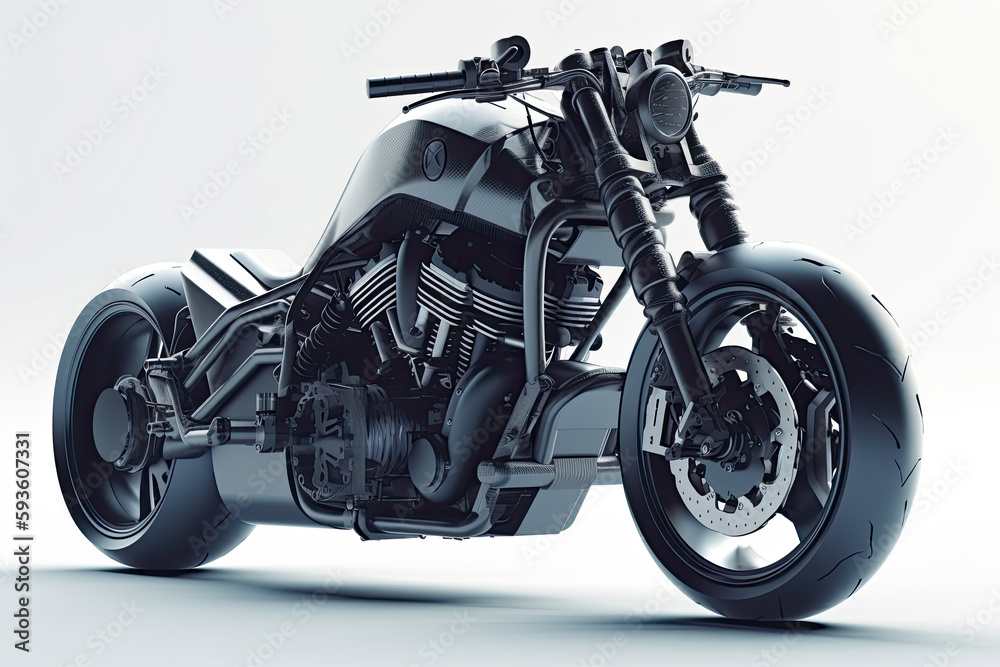 motorcycle isolated on white created with Generative AI technology motorcycle isolated on white created with Generative AI technology