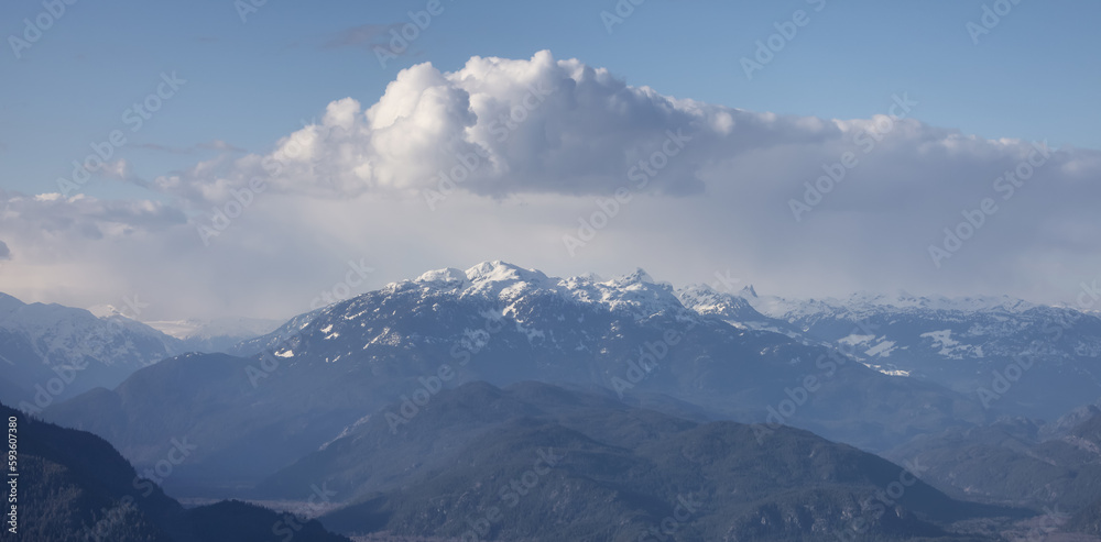Canadian Mountain Landscape Nature Background. Aerial View. Squamish, BC, Canada.