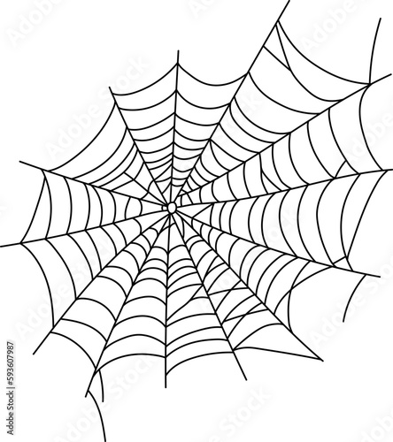Scary spider web isolated. Spooky Halloween decoration. Outline cobweb illustration