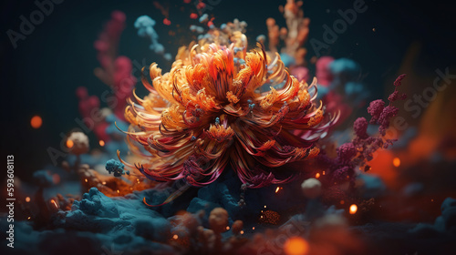 Surreal & Psychedelic flower illustration. Generative AI. 