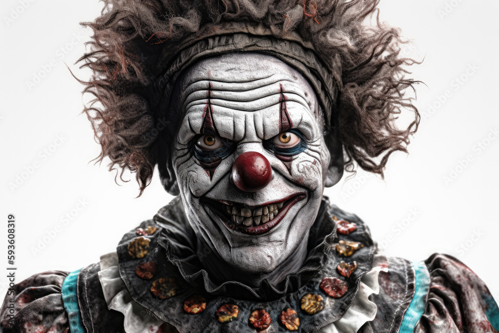 portrait of a zombie clown created with Generative AI technology portrait of a zombie clown created with Generative AI technology