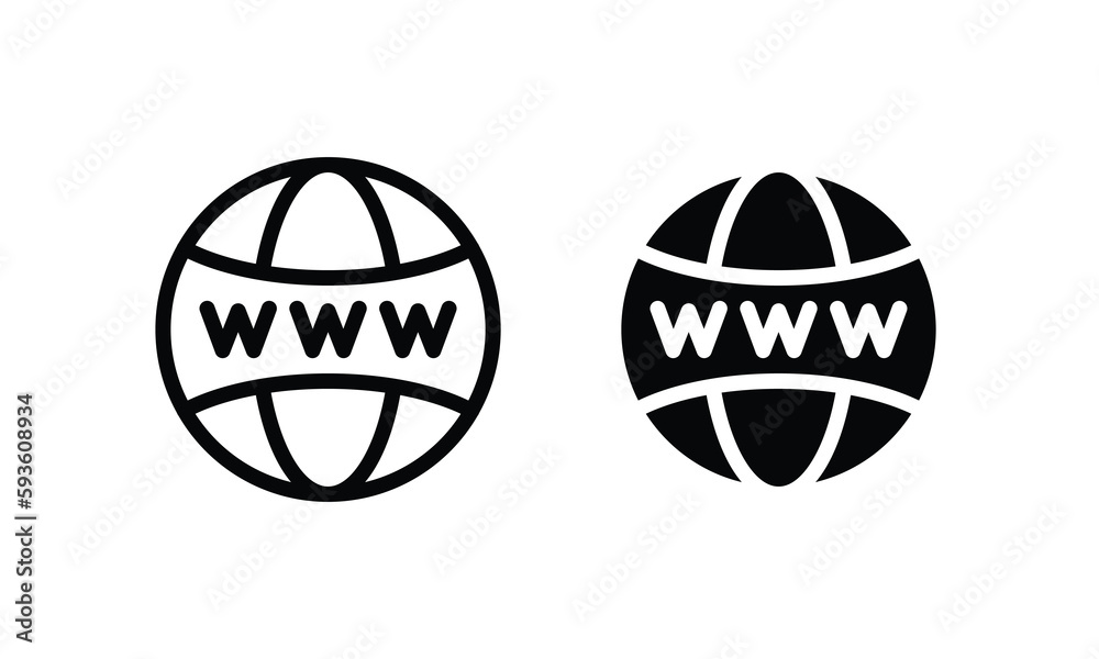 Globe, World, Go to web Website icons set Communication, WWW, World wide, support, social media, contact us, internet icon symbol sign vector collection Editable stroke isolated in white