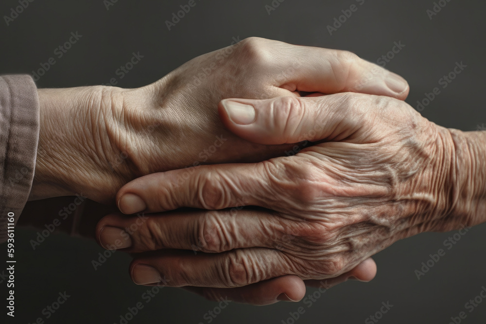 Fototapeta premium old hand and young hand holding hands