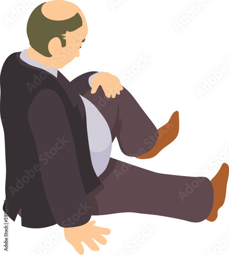 Old man icon isometric vector. Overweight elderly man with receding hairline. Human, person, adult