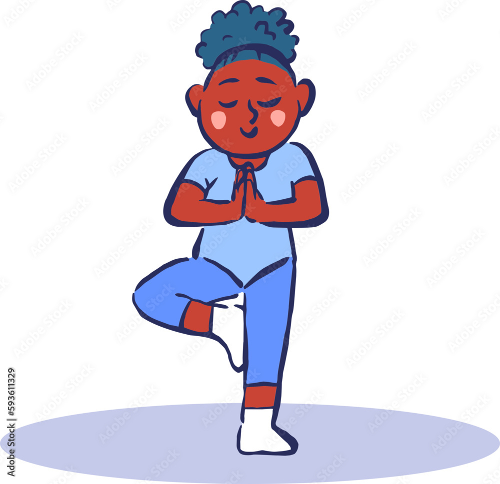 Yoga enfant fille noire posture de l'arbre Yoga enfant fille noire posture de l'arbre