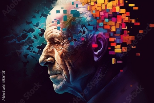 Colorful representation of Alzheimer's disease progression, Generative Ai