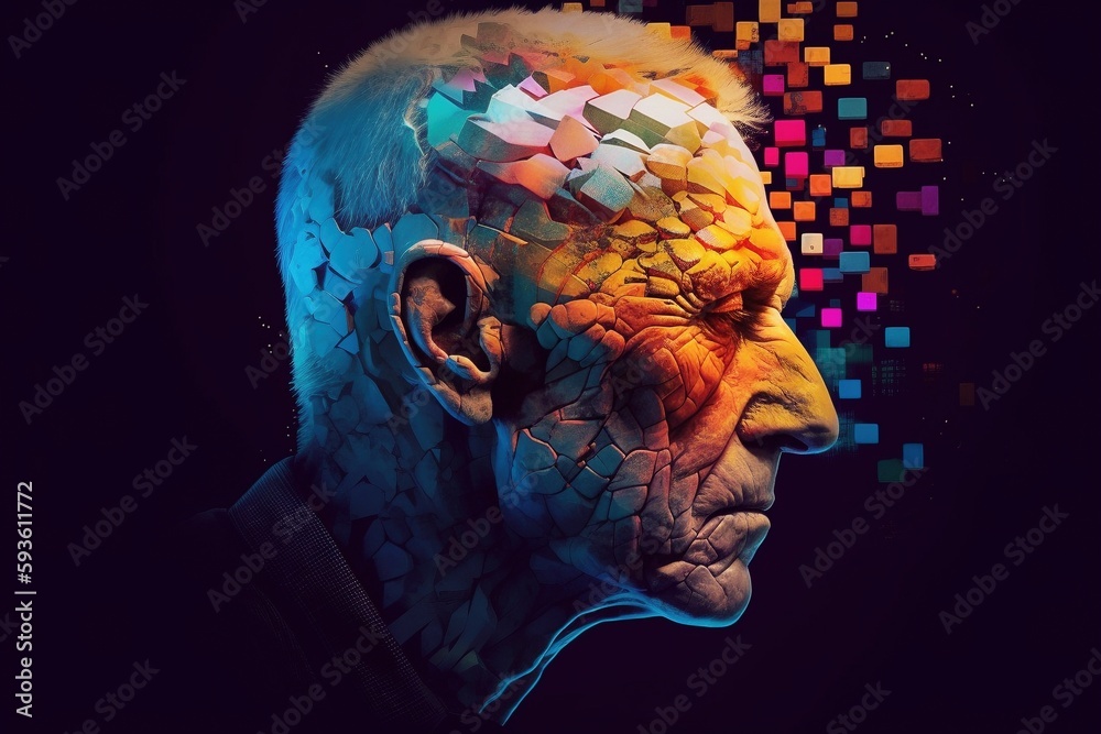 Obraz premium Colorful representation of Alzheimer's disease progression, Generative Ai