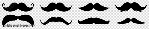 Mustache Icon Set. Vector illustration isolated on transparent background