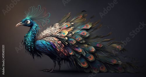 Peacock abstract wallpaper. Soft background with cute peafowl bird in Pastel colors generative ai