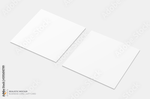 Mockup realistic square business card / gift card. Realistic blank business card with shadow for your design. Vector illustration EPS 10 