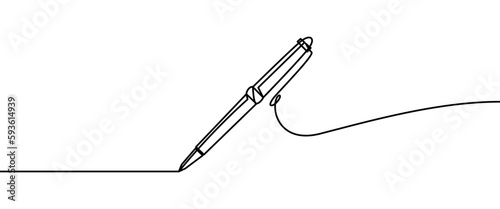 Ball Pen shape drawing by continuos line, thin line design vector illustration