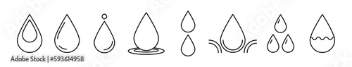 Set of Water Drop line shapes, thin line design vector illustration