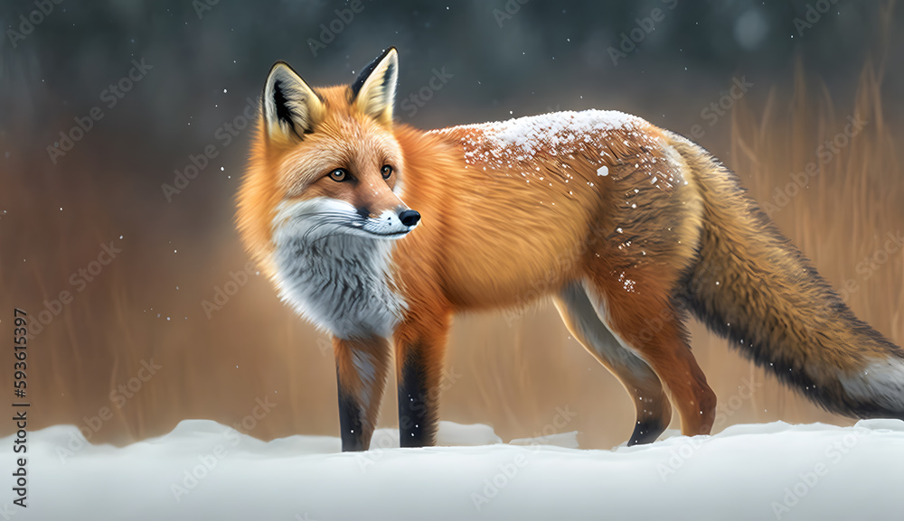 Obraz premium 雪の中の狐 | fox in the snow Generative AI 