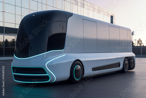 Future of autonomus cargo transportation, AV cargo truck, AV (Generative AI) photo