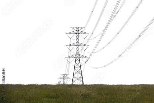 Canvas Print Electric pylon isolated on white background..