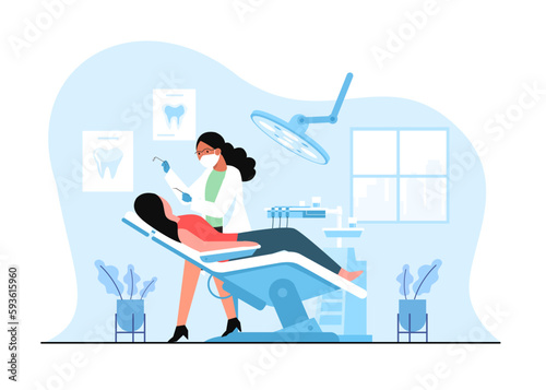Female dentist doing dental work for customers in a medical clinic.