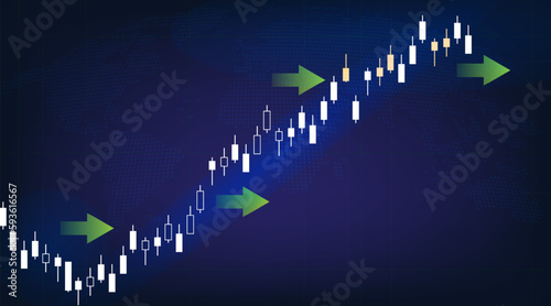 The green arrow shows the graph up. concept of financial stocks investment investment vector illustration.eps