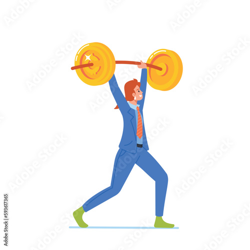 Female Business Character Physical Strength Matches her Financial Strength, As she Lifts Barbell With Ease